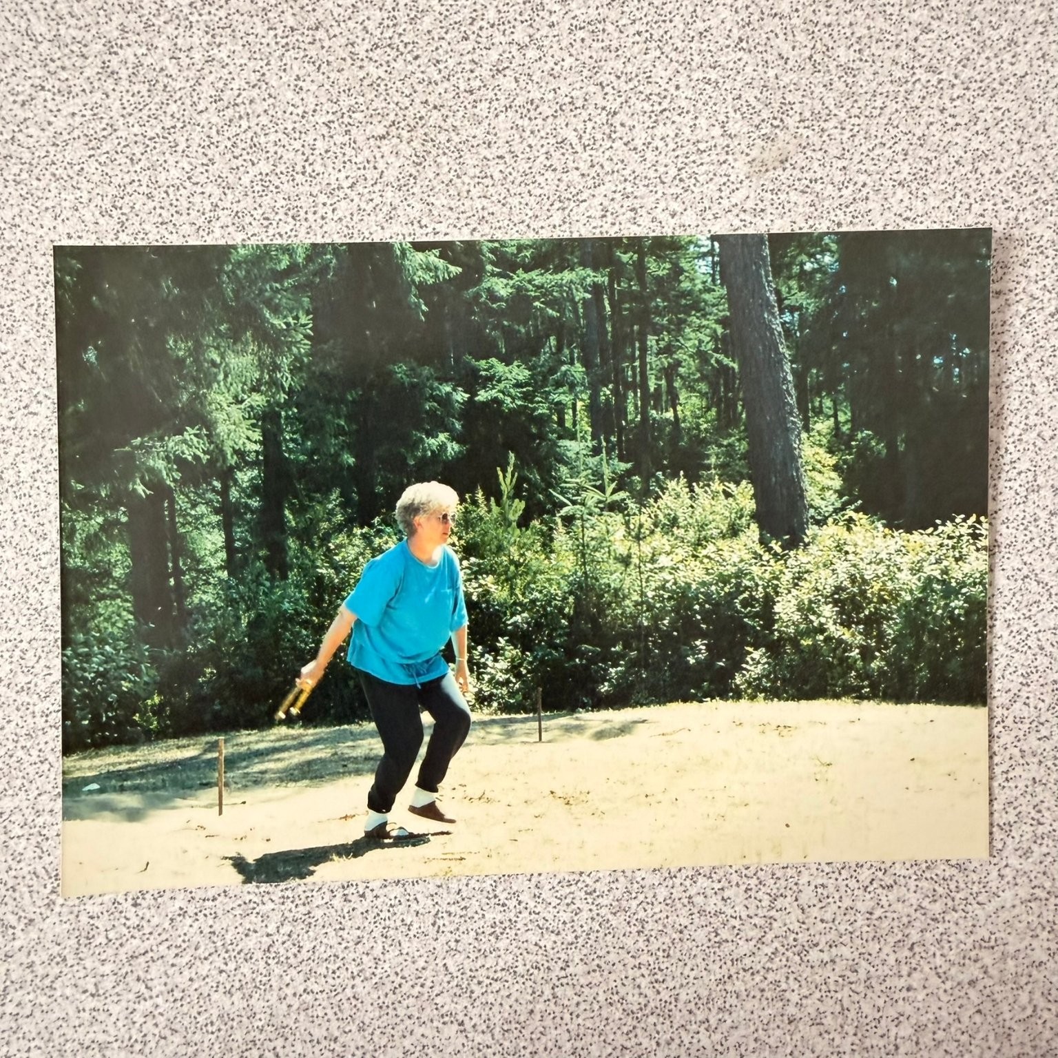 Woman Playing Horseshoes 1980s 1990s Snapshot Photograph Outdoor Game