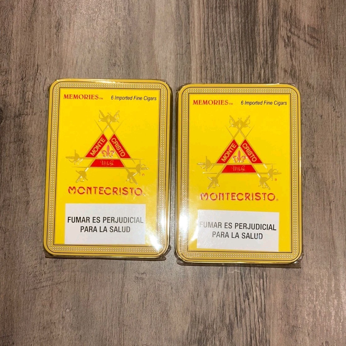 Montecristo Memories 6 Imported Fine Cigars Collectible Cigar Tins - Lot of 2
