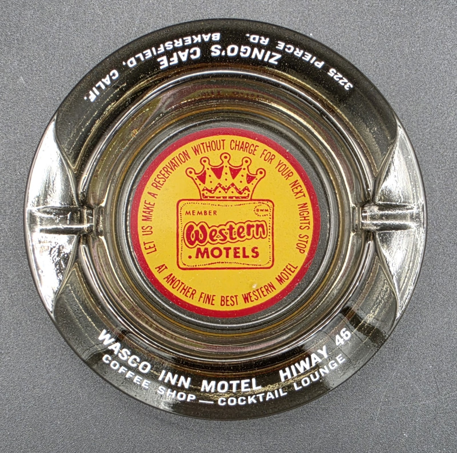 Vintage Zingo\'s Cafe Bakersfield Wasco Inn Western Motels California Ashtray