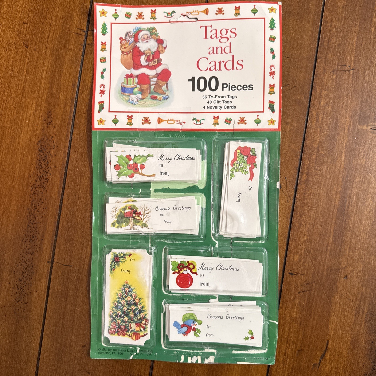 VTG 80s Christmas Holiday Gift Tags Santa Holly Wreath Bird Paper Magic Group