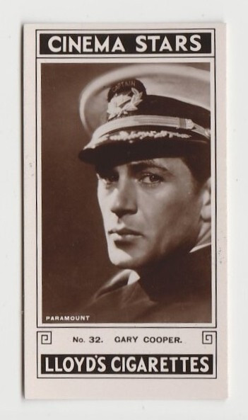 Gary Cooper 1935 Lloyd or Lloyd\'s Cinema Stars Tobacco Card #32 Film Star