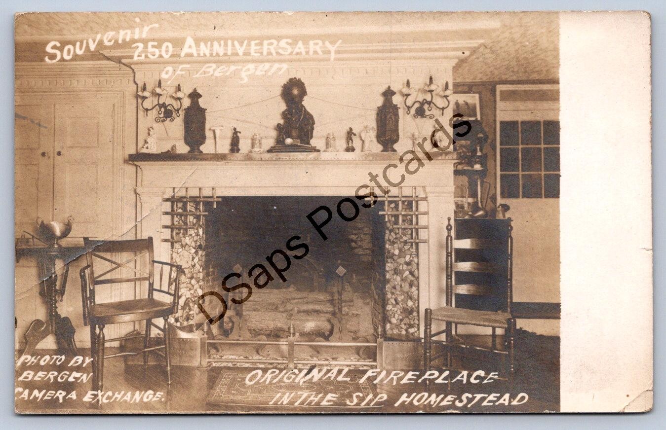 K59/ Bergen New Jersey City RPPC Postcard c1910 Sip Homestead Fireplace 186
