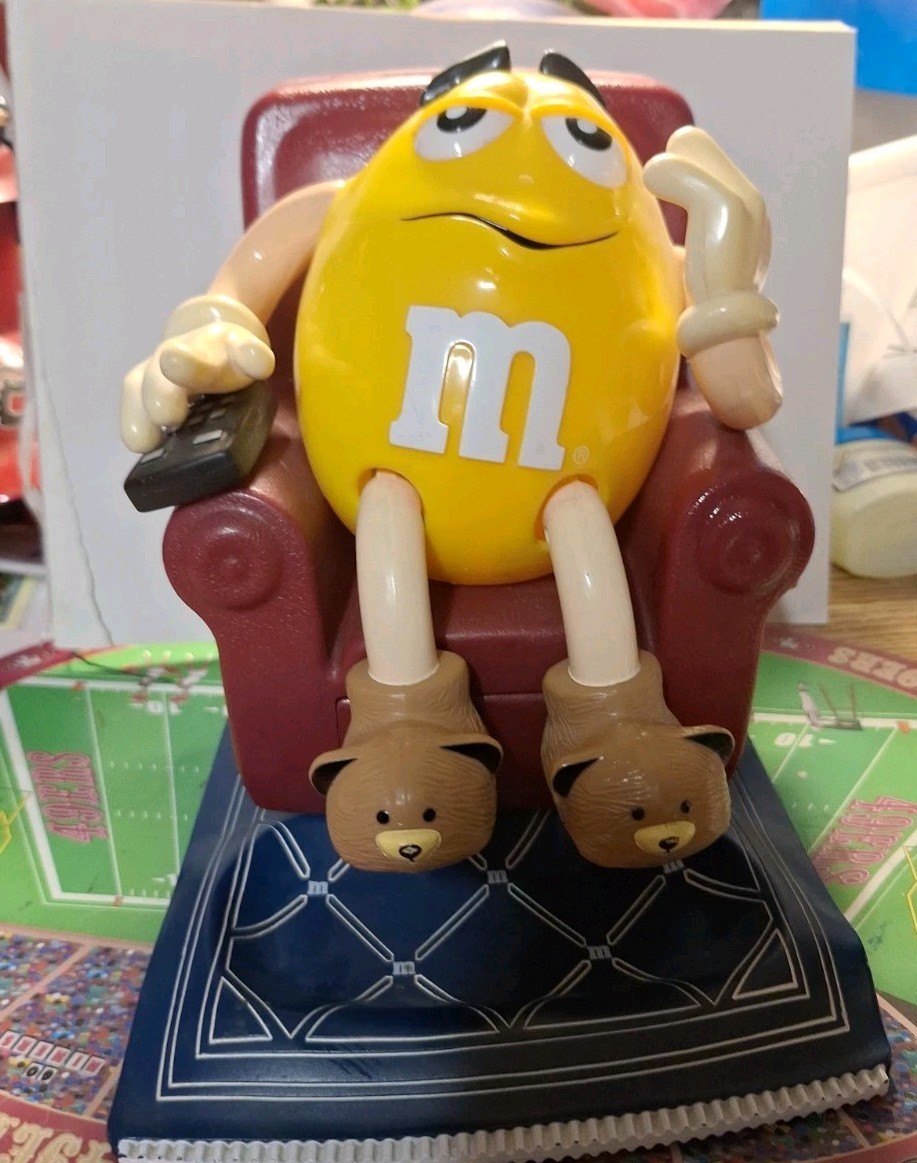 Vintage Novelty M&M Recliner Chair Yellow Candy Dispenser