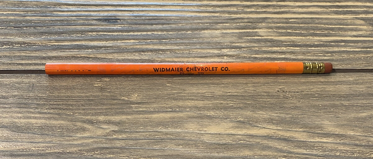 Vintage Orange Widmaier Chevrolet Co Unsharpened Pencil