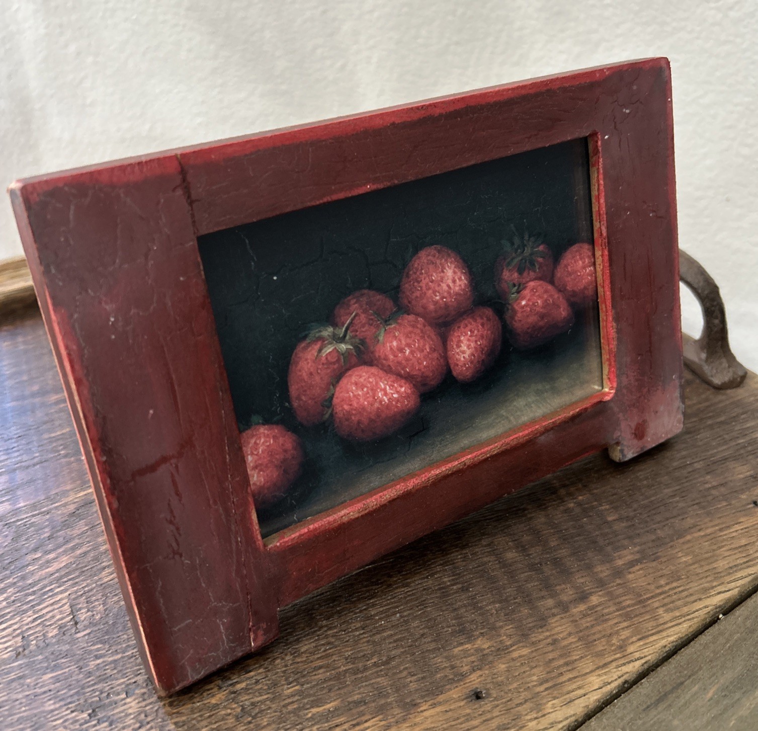 9x6” Rustic Strawberry Fruit Art Print In Vintage Frame Gallery Wall
