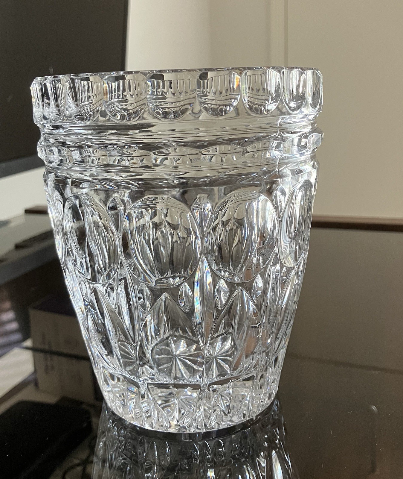 Vintage Hand Blown Crystal Vase - ART DECO STYLE