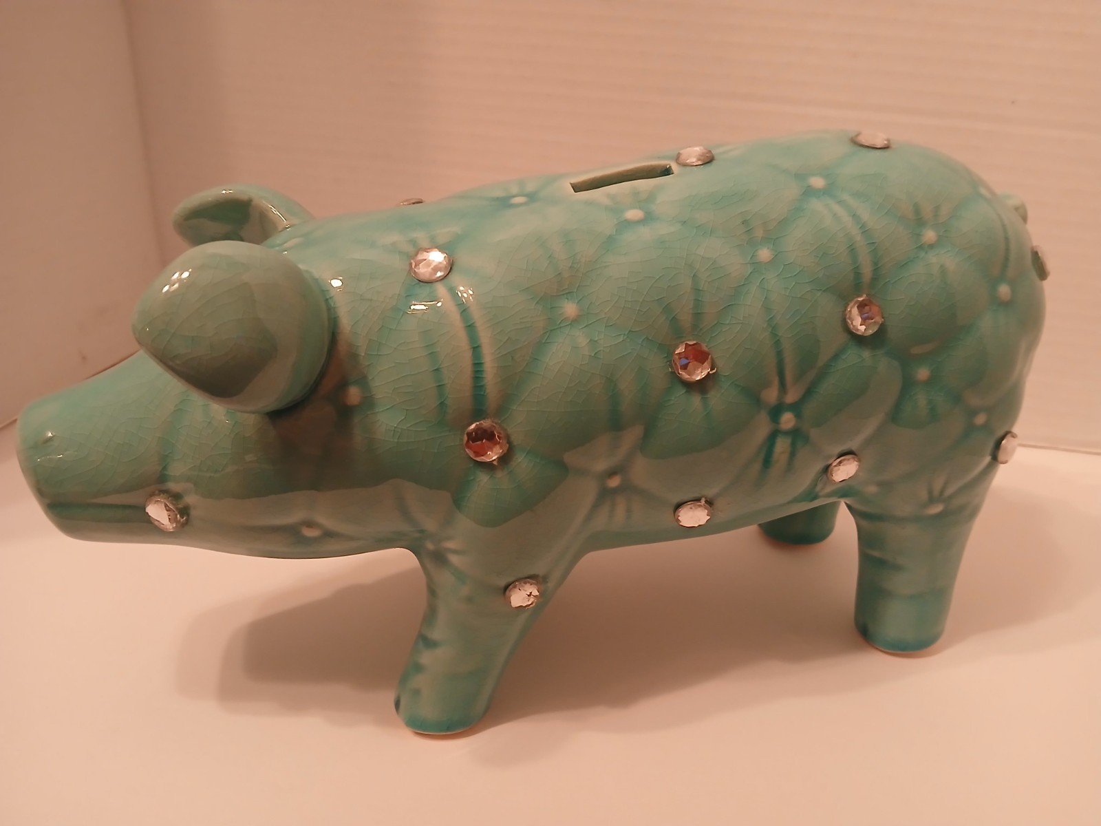 Blue Ceramic Pig Piggy Bank Collectable