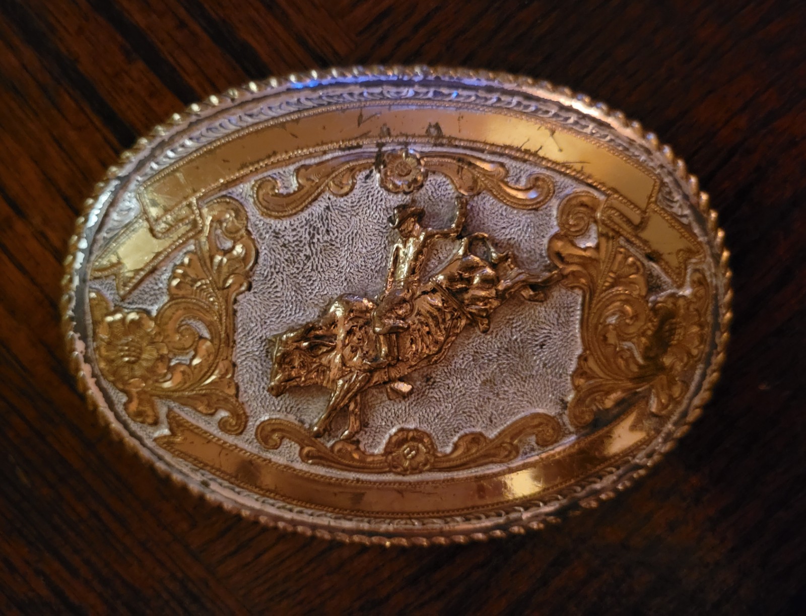 Vintage Crumrine Bull Riding Belt Buckle - Mens