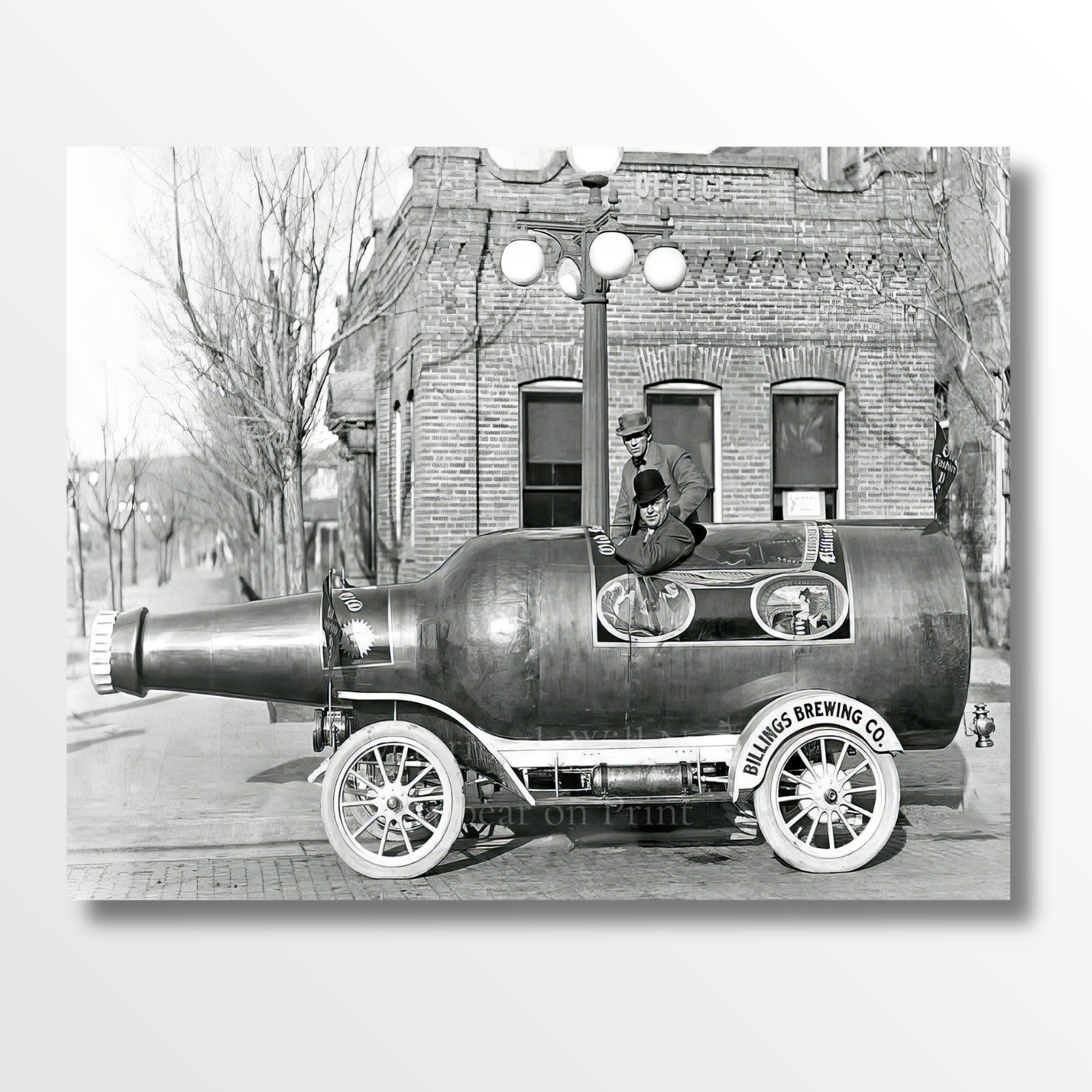 Vintage 1910 Beer Bottle Car Billings Brewing Company Giclee Fine Art Print