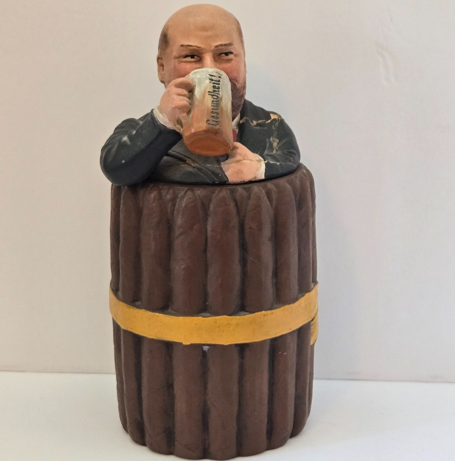 Antique Bohemia Czechoslovakia Tobacco Cigar Humidor Jar Gesundheill