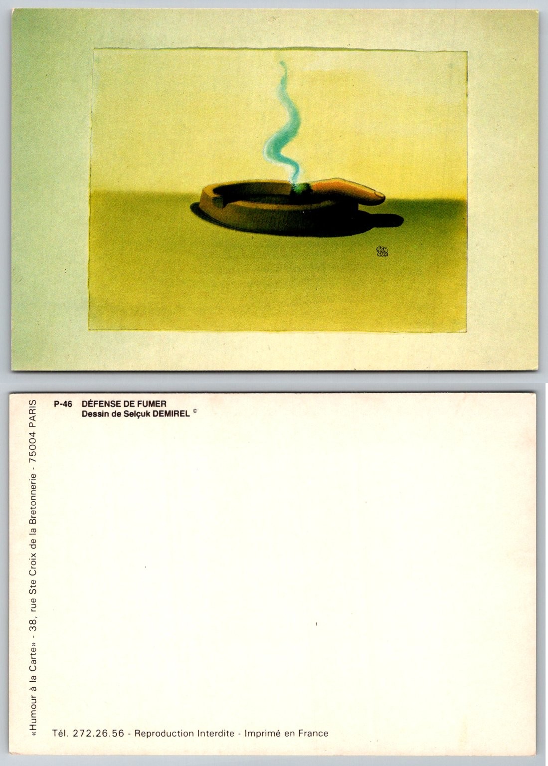 Selçuk Demirel DÉFENSE DE FUMER No Smoking Humorous Art Postcard Paris