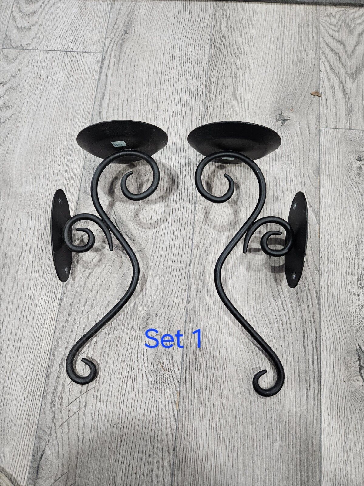 PartyLite P7776 Black Wrought Iron Hearthside Sconce Pair 