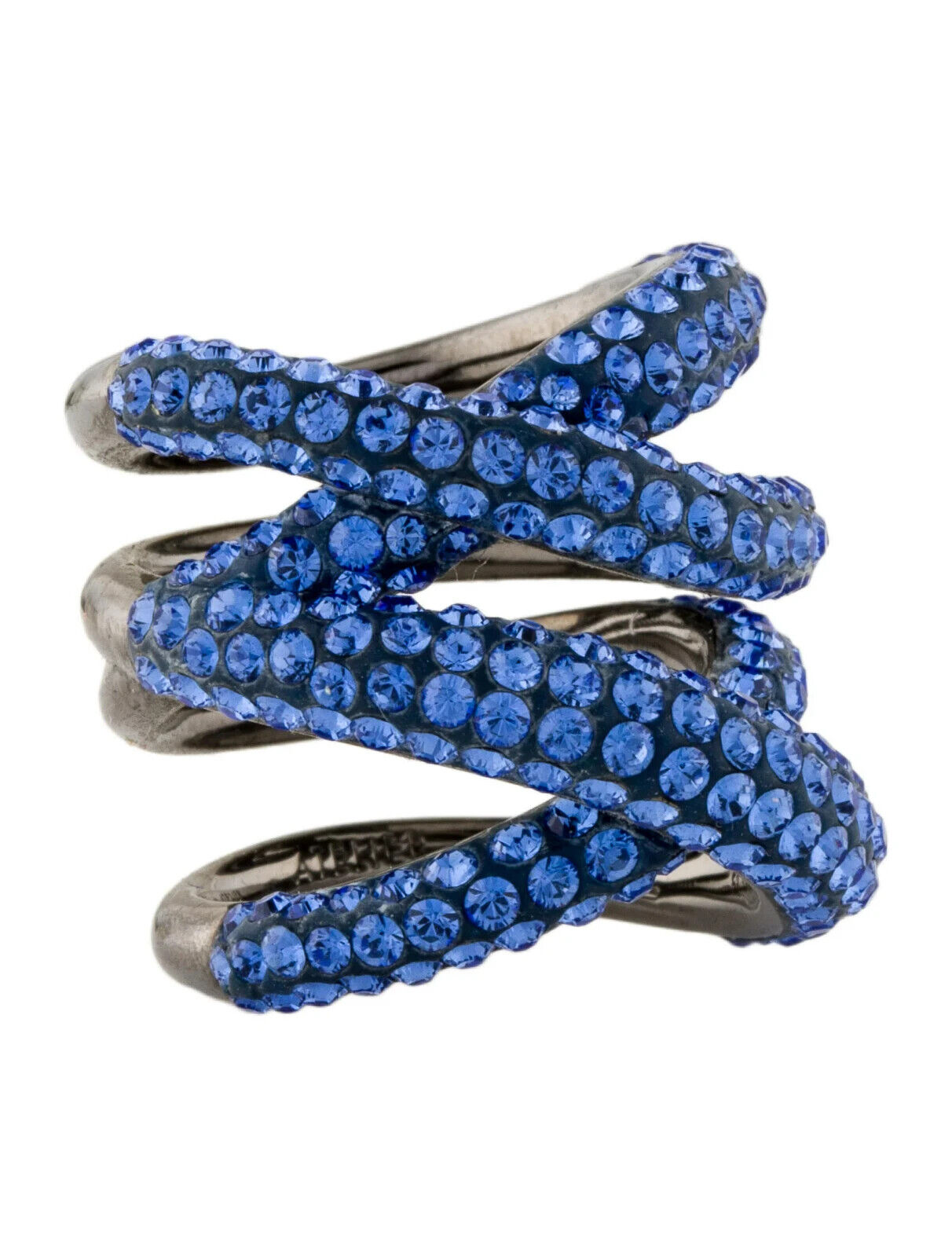 Atelier Swarovski Tigris Wide Ring Blue Ru Plated Size 58/US 8 #5535952 $279 New