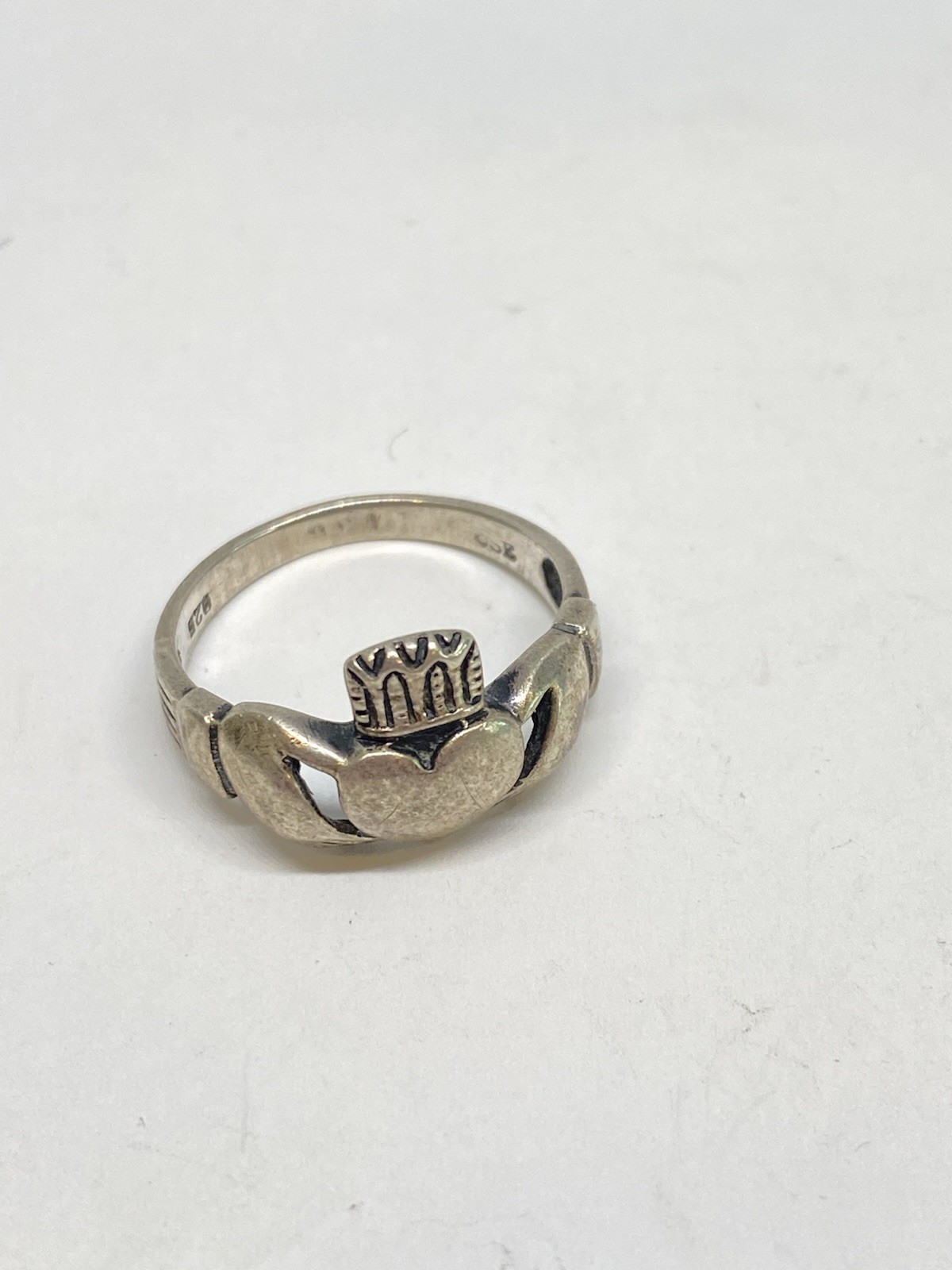 3g SIZE 7.5 VINTAGE CLADDAGH STERLING SILVER CROWN HEART CELTIC RING STAMPED 925