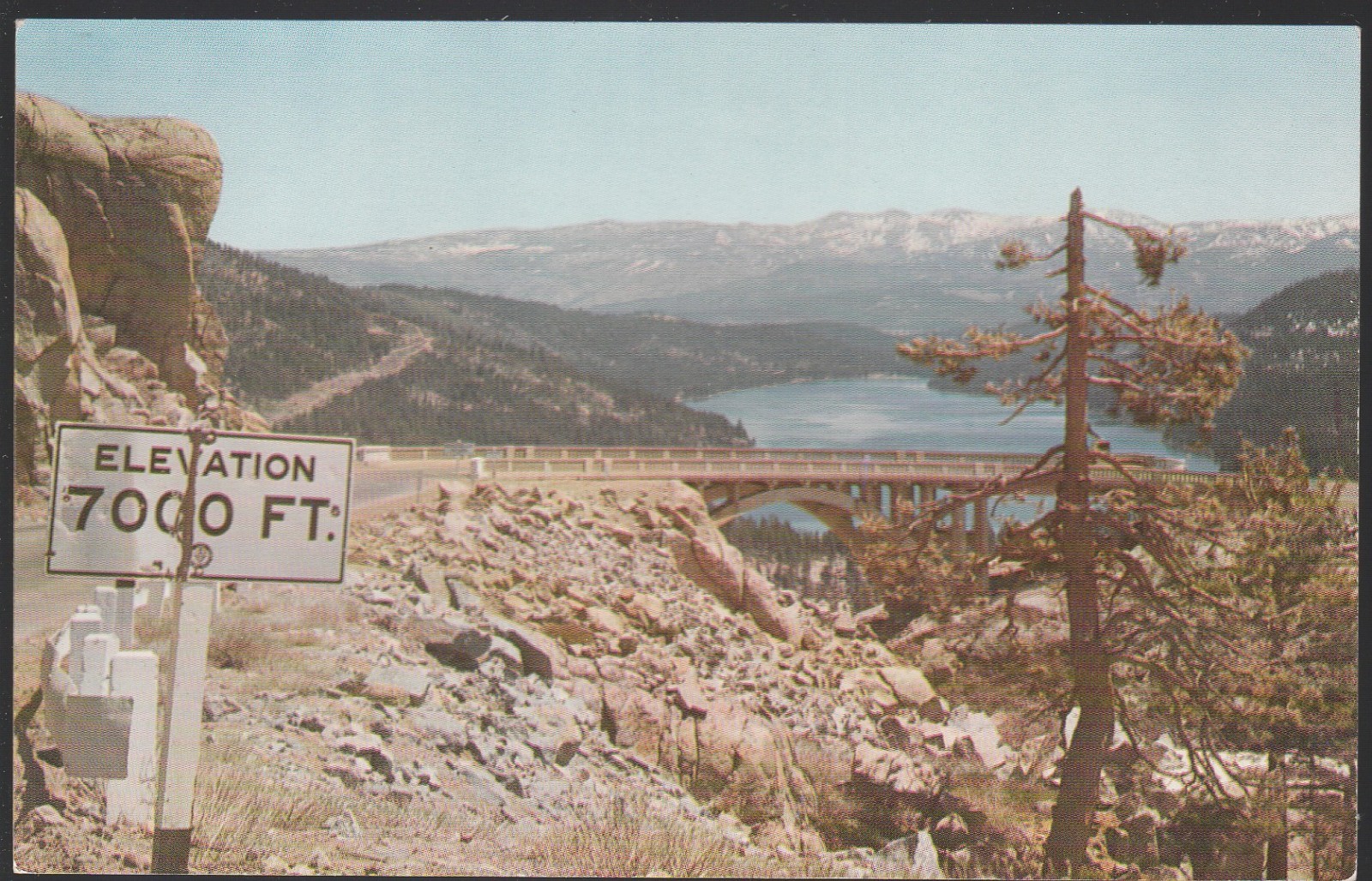 Donner Lake CA postcard - Summit bridge  1950s