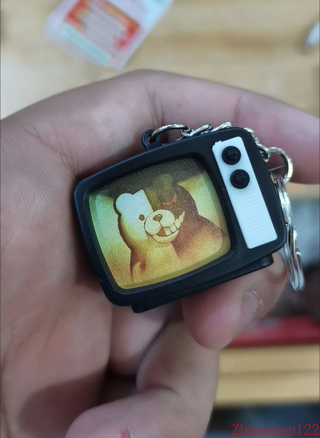Danganronpa Monokuma Logo Print Sound and Light Keychain Pendant Bag Charm