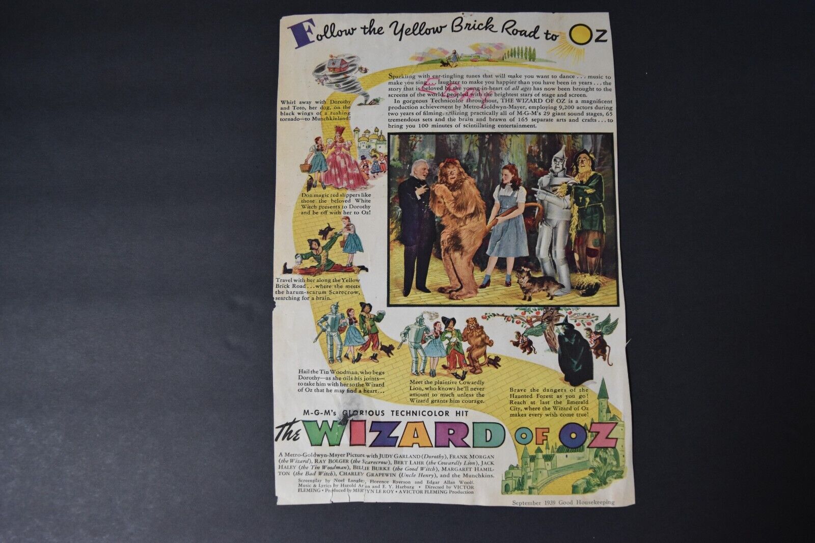 Original Wizard of Oz Vintage 1939 Print Ad from Good Housekeeping. Not Reprint