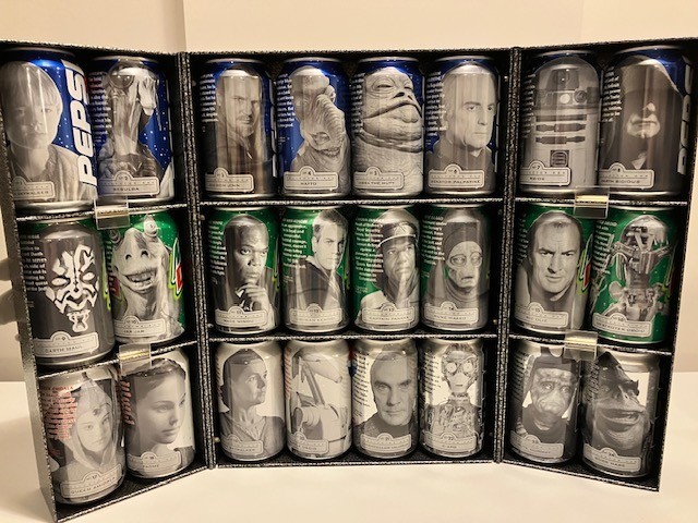 1999 Star Wars Episode 1 Complete Pepsi 24 Can Set in Collectors Display