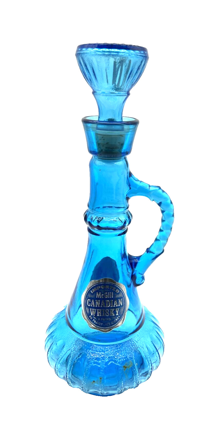 Vintage 1973 Blue I Dream of Genie Bottle McGill Canadian Whiskey 13”