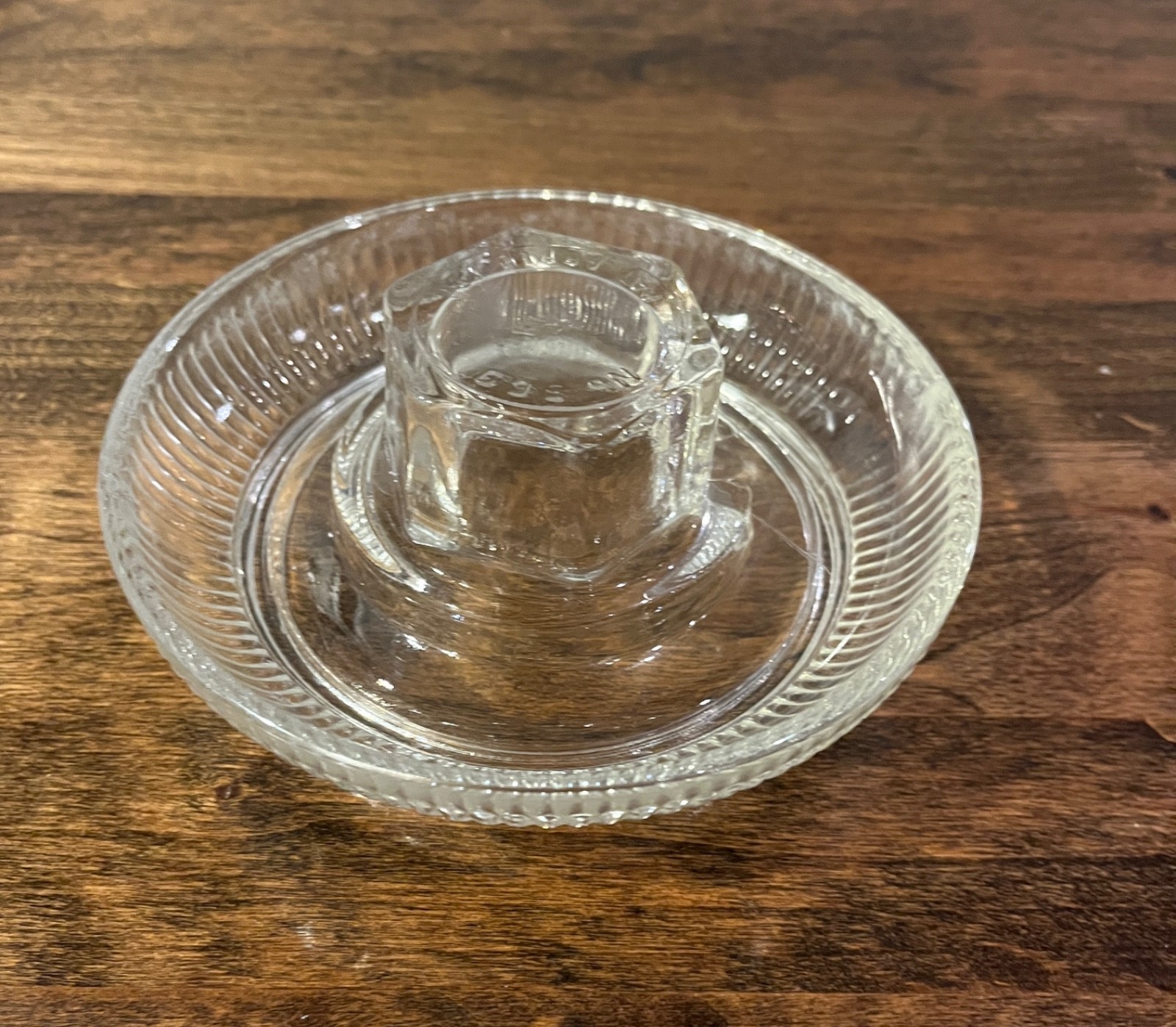 Vintage Clear Pressed Glass Chicken Waterer Base Poultry Feeder Dish Ribbed Vintage Clear Pressed Glass Chicken Waterer Base Poultry Feeder Dish Ribbed