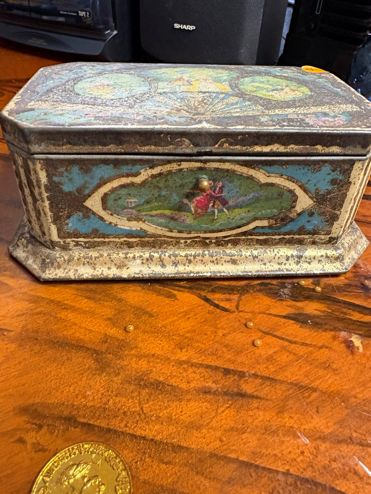 Artstyle Chocolates Metal Lidded Tin Box Scenic Advertising from 1920s
