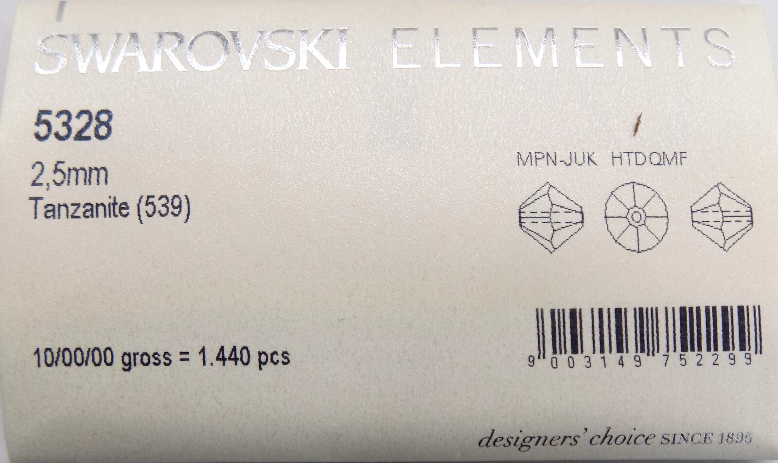1440 Pc Factory Pk REAL Swarovski 5328 2.5mm Bicone Tanzanite (539)