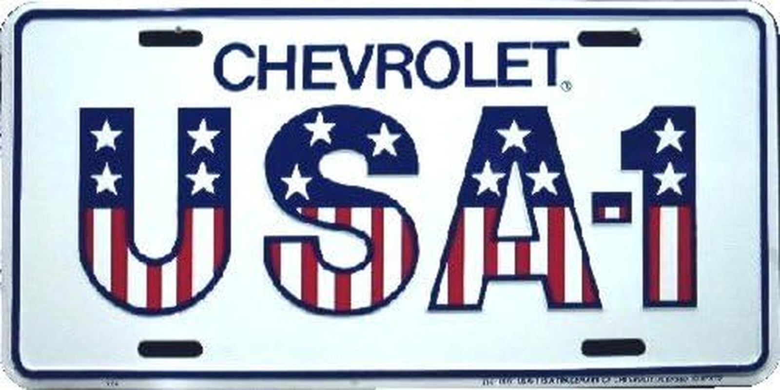 104 Chevrolet USA-1 Embossed Metal Auto Tag 6 X 12