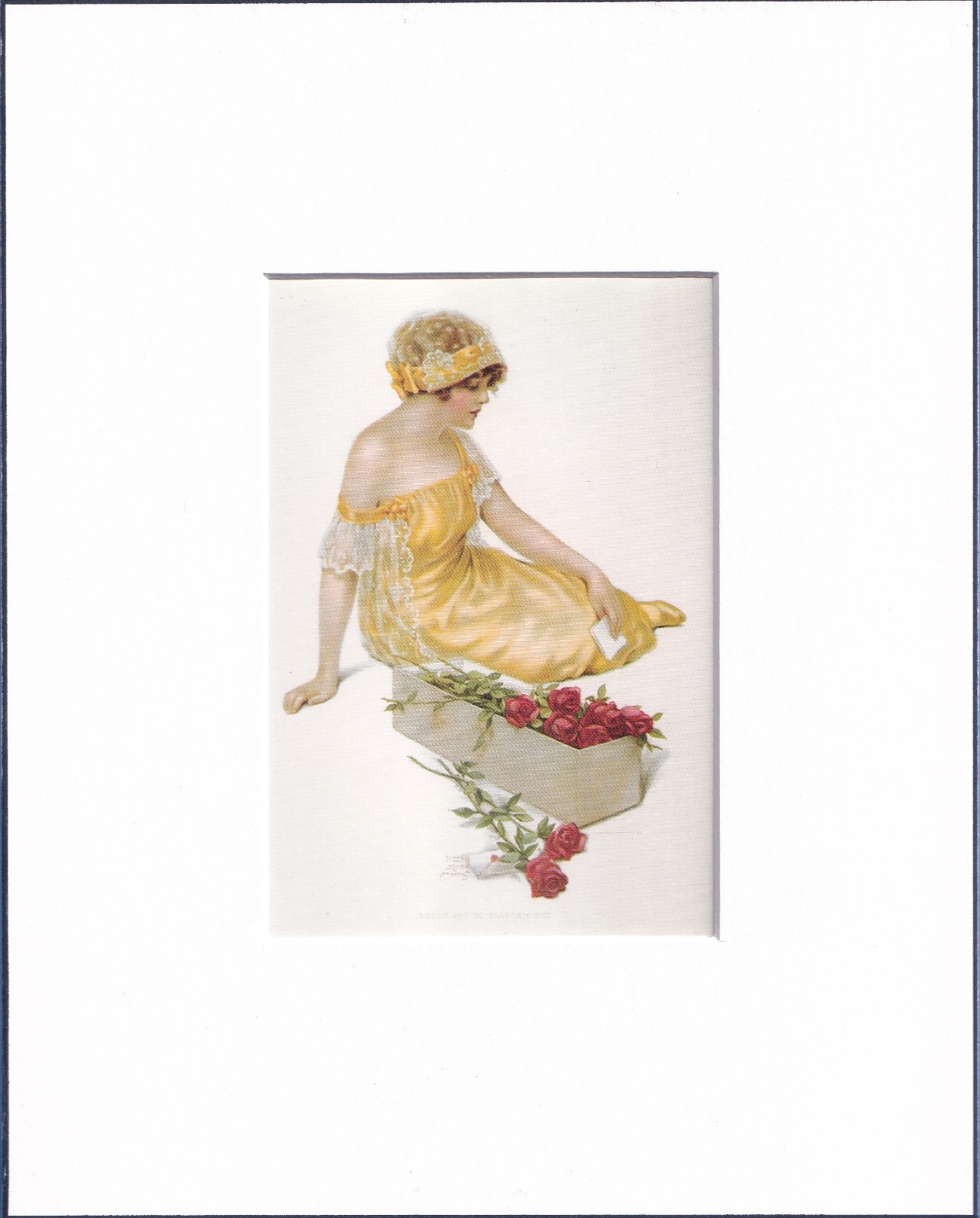 8X10 Matted Print Picture Art, Bessie Pease Gutmann: Message of the Roses, 1915