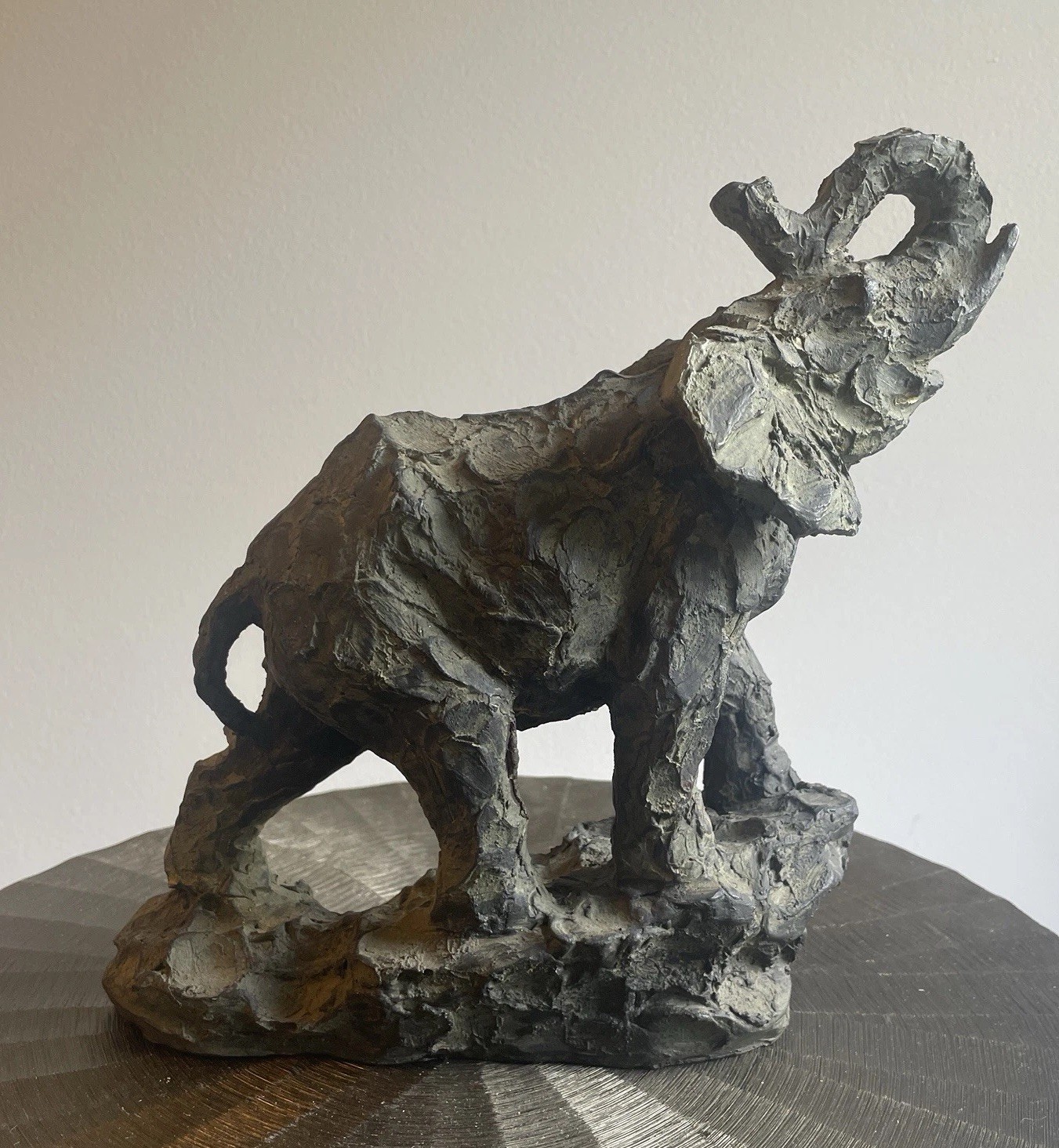 Elephant Sculpture Hand Carved Dark Gray 9