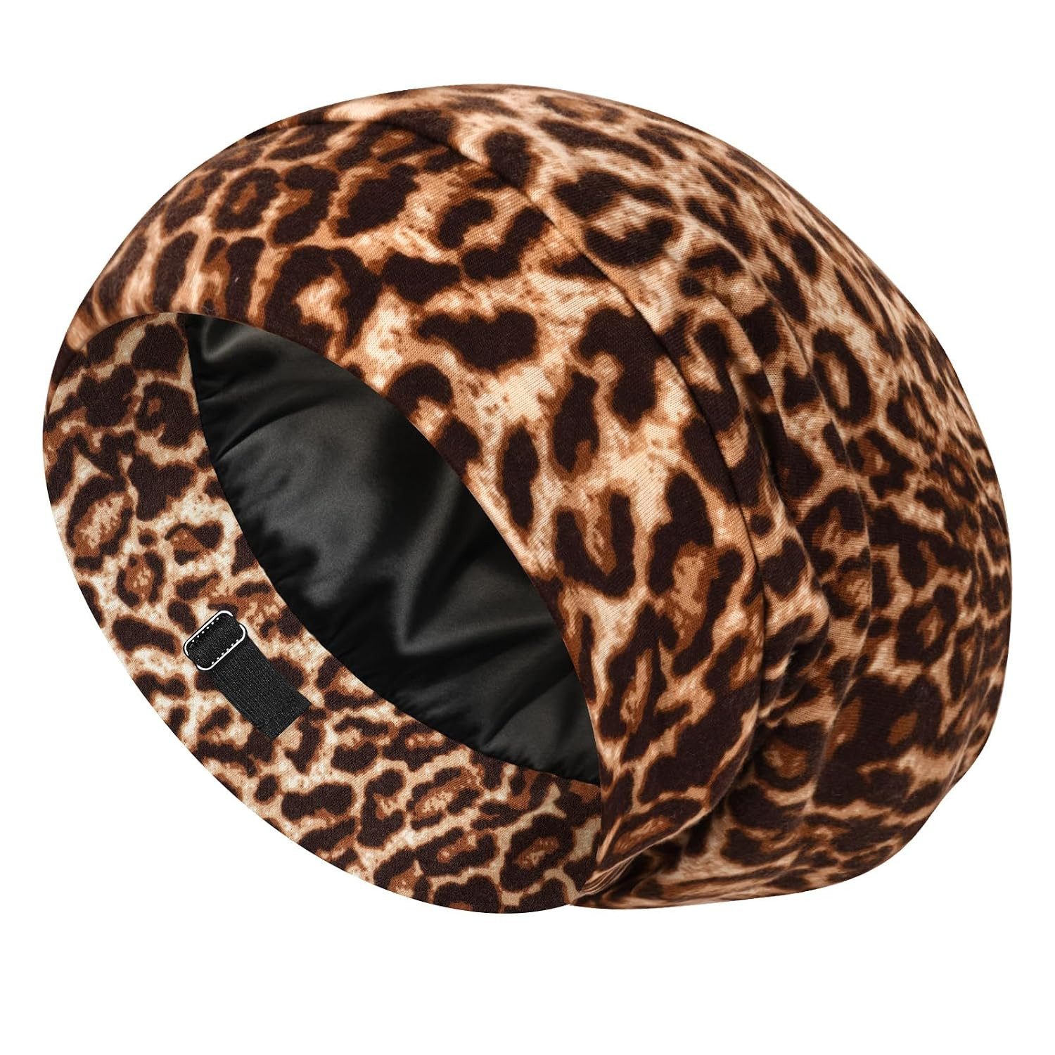 100% Mulberry Silk Bonnet for Sleeping Women & Men, Brown Leopard 100% Mulberry Silk Bonnet for Sleeping Women & Men, Brown Leopard