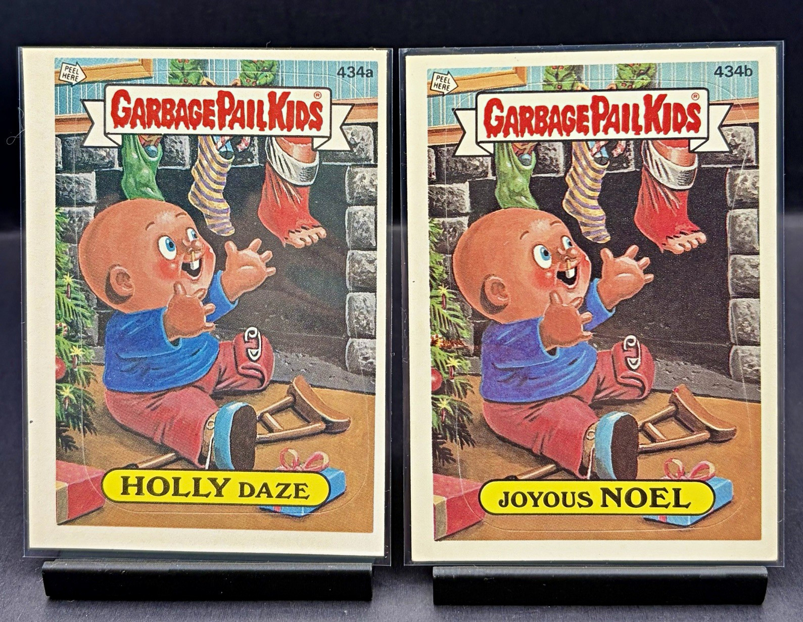 1987 Topps Garbage Pail Kids Original Series 8 HOLLY DAZE + JOYOUS NOEL #434a/b 