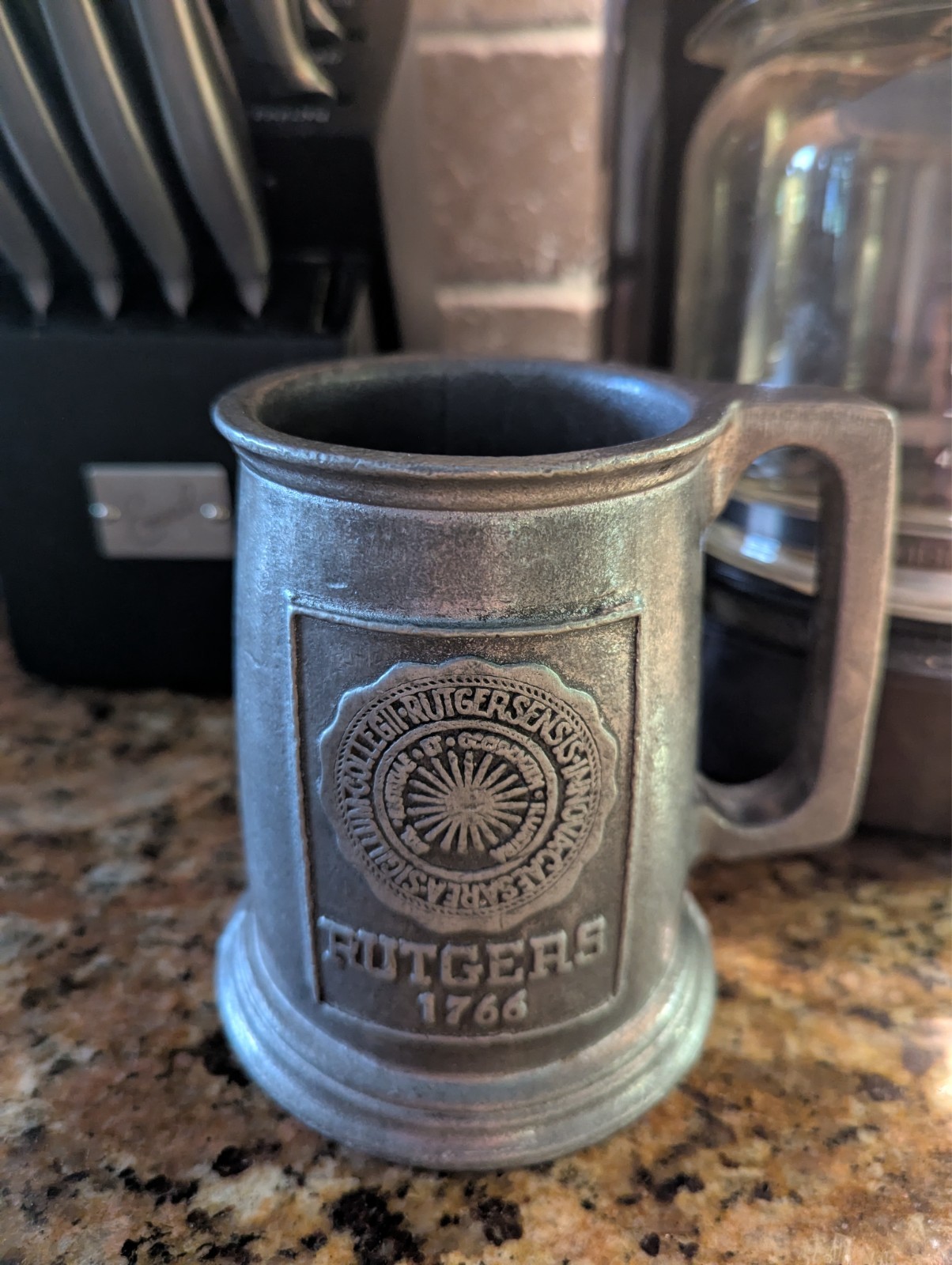 Vintage Rutgers 1766 Heavy Cast Metal Beer Stein Tankard Mug Collegiate Seal Cup