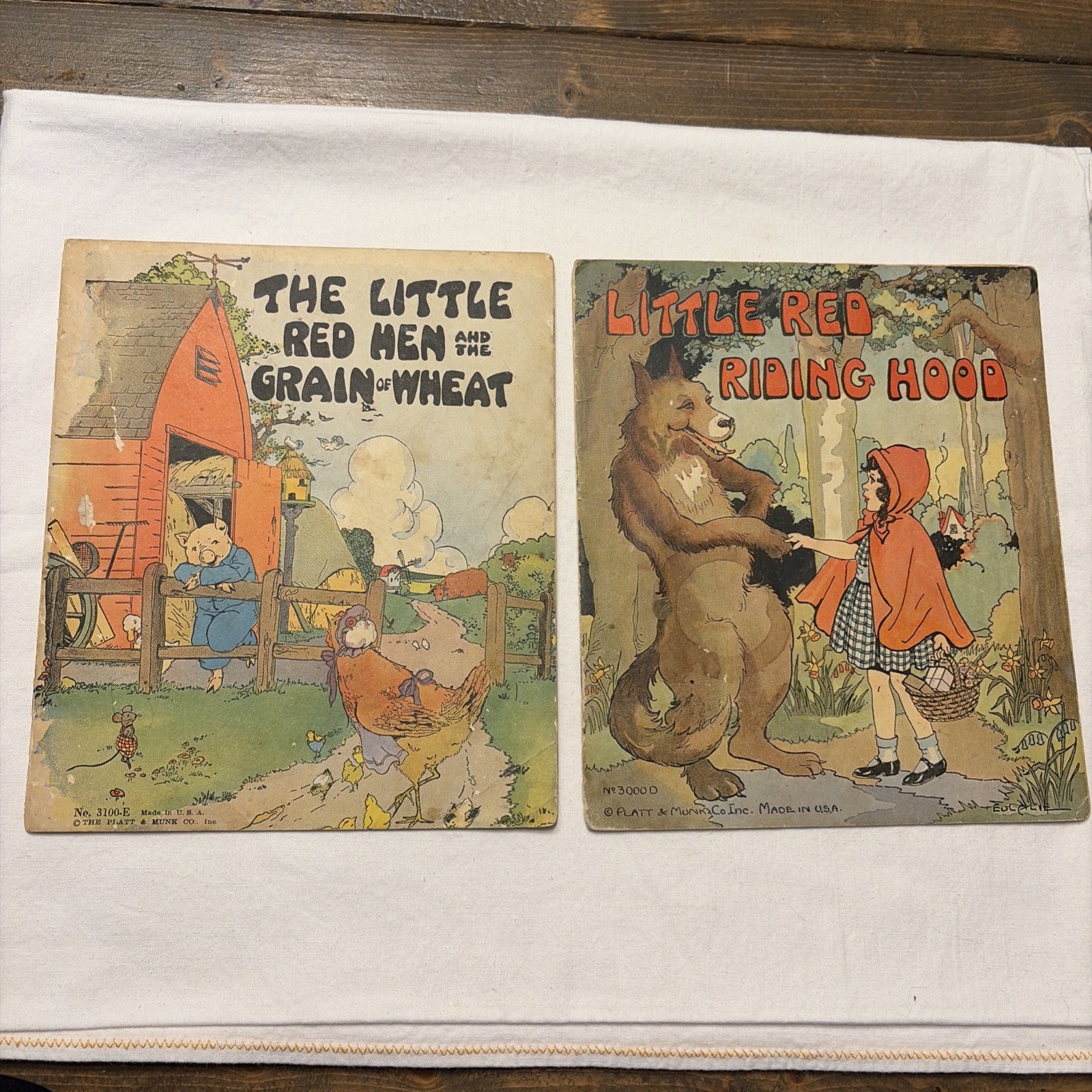 Vintage 1930s Platt & Munk Children’s Book Lot Little Red Riding Good, Red Hen