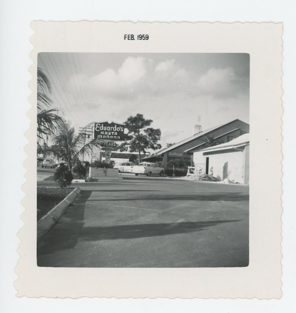 Vintage Photo Eduardo's Hasta Manana Steak Restaurant Street View Nostalgia 1959