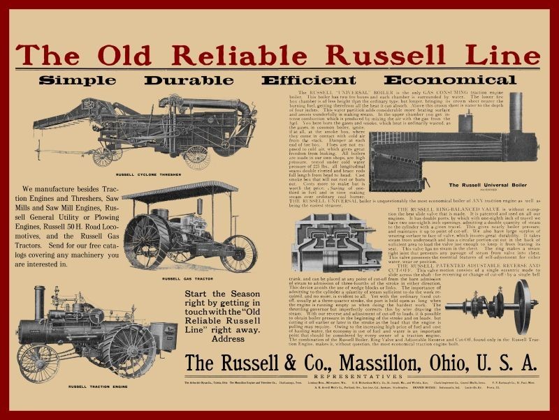 1912 Russell Traction Engine, Threshing Machine NEW Metal Sign: 12x16\