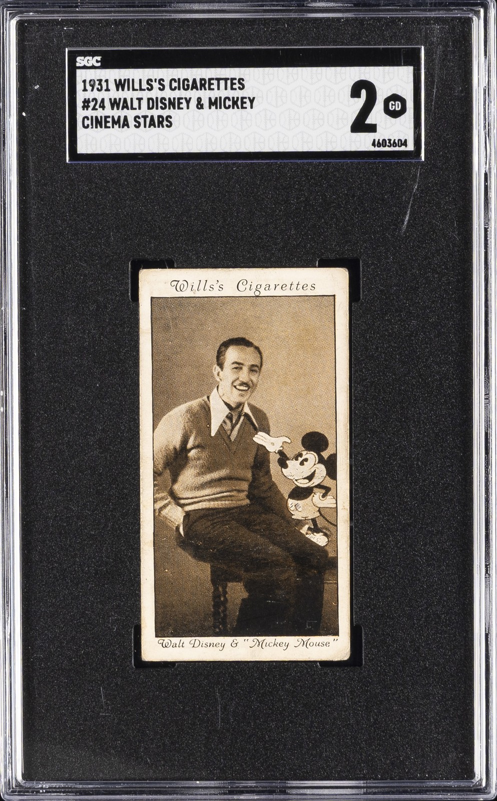 1931 WILLS\'S CIGARETTES CINEMA STARS #24 WALT DISNEY & MICKEY SGC 2
