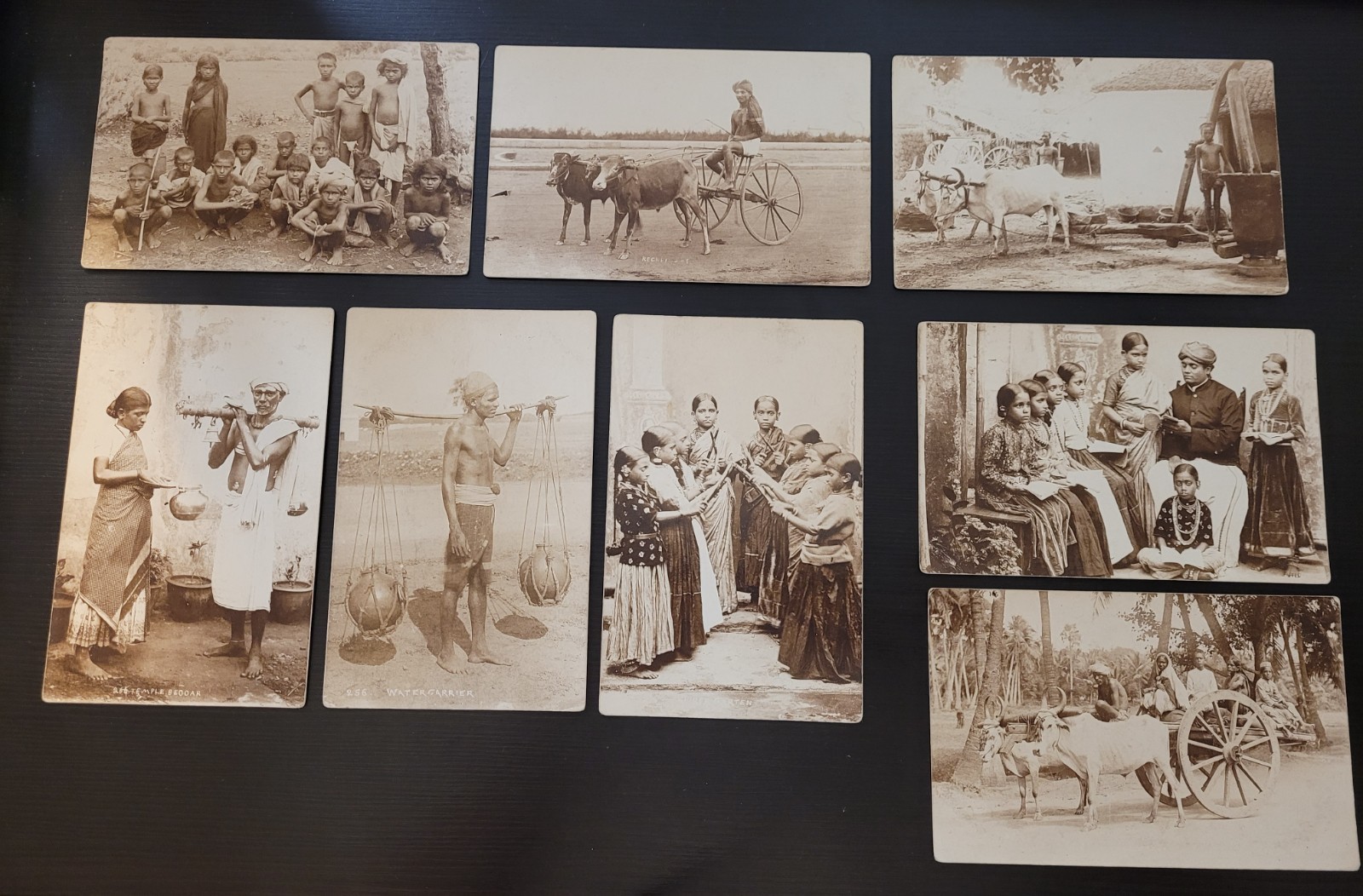 India Real Photo Post Card RPPC lot of 8 scarce temple water kindergarten +++