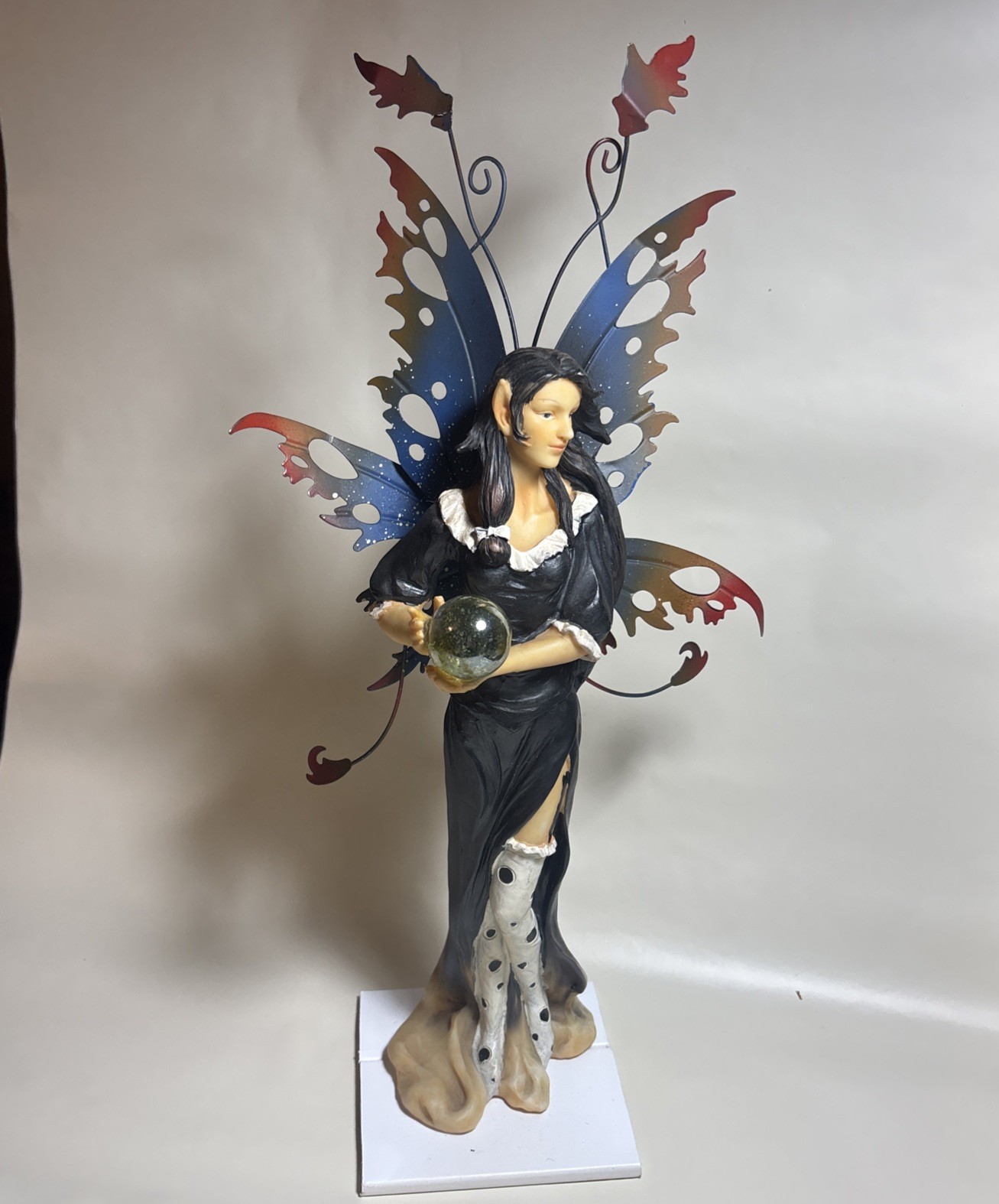 Nemesis Now Style Gothic Black Dress Fairy Statue Colorful Metal Wings 12