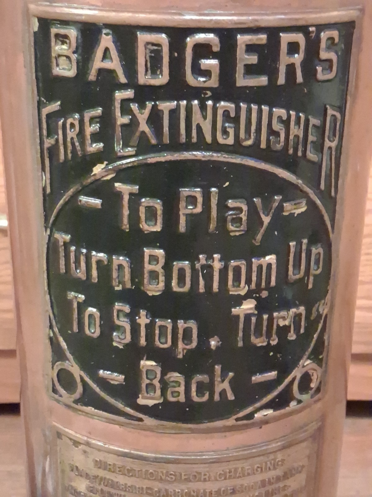 Antique BADGER *EMPTY* Fire Extinguisher Brass/Copper 1920-1930s Cleaned&Rinsed Antique BADGER *EMPTY* Fire Extinguisher Brass/Copper 1920-1930s Cleaned&Rinsed