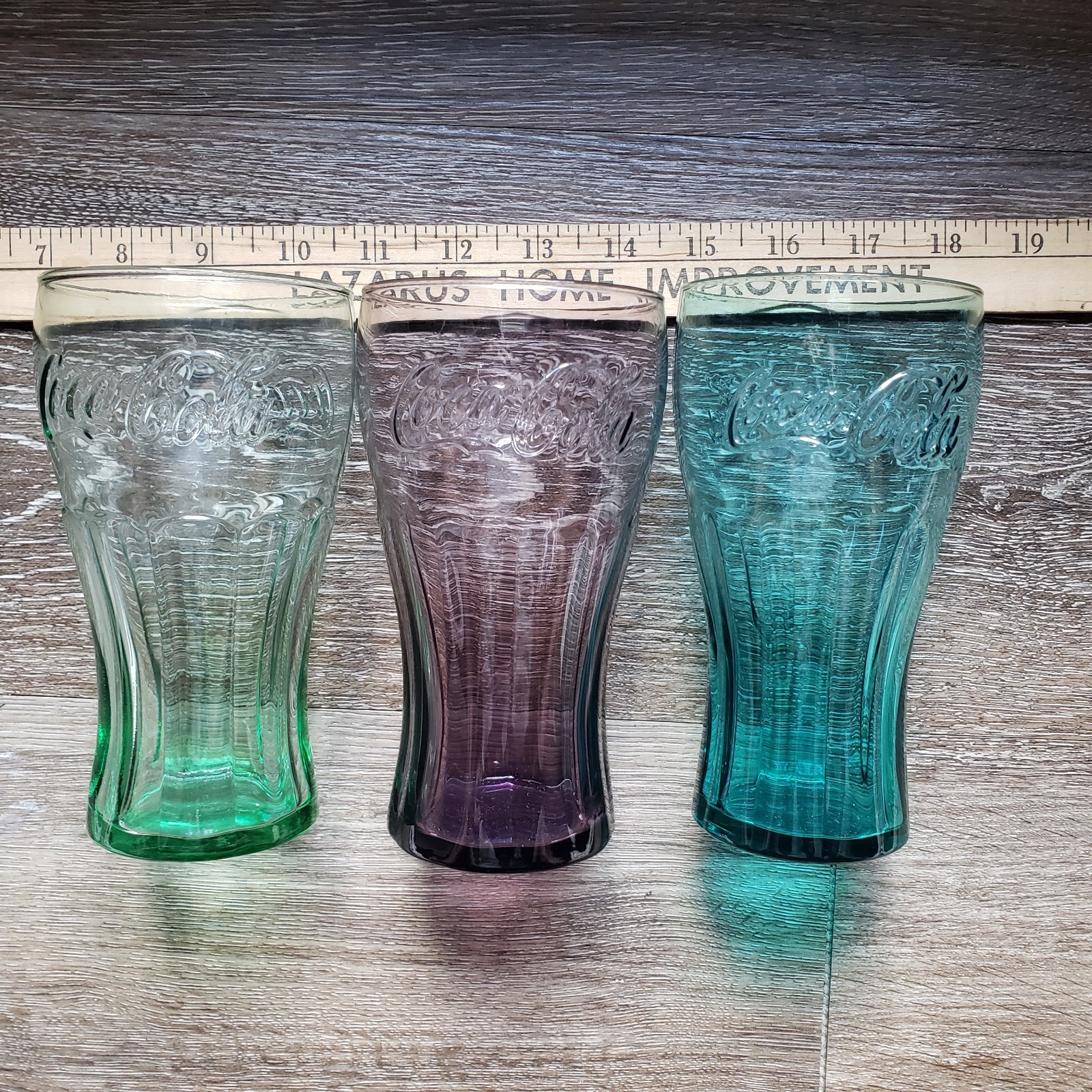Libbey McDonald\'s Coca Cola Glasses Set of 3 Different Colors Clear 
