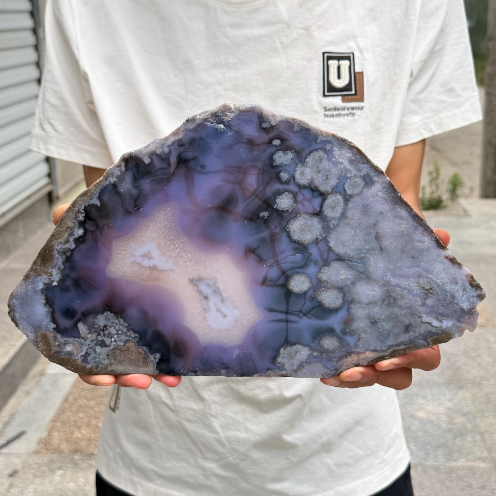 2.76LB Huge Natural Blue Flower Agate Slab Quartz Crystal Mineral Specimen 2.76LB Huge Natural Blue Flower Agate Slab Quartz Crystal Mineral Specimen