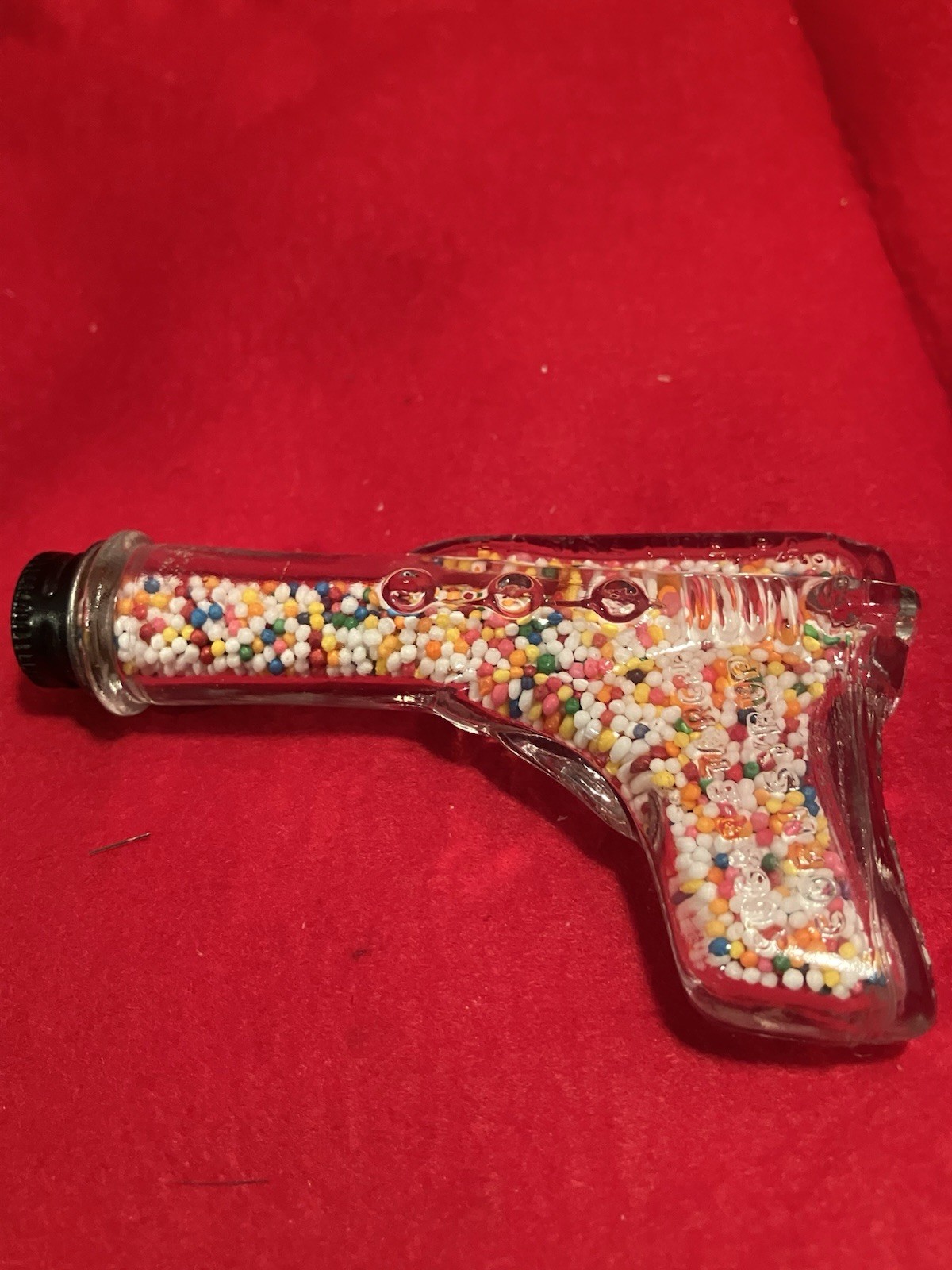 Vintage T.H. Stough Glass Candy Container With Original Candy Gun Pistol