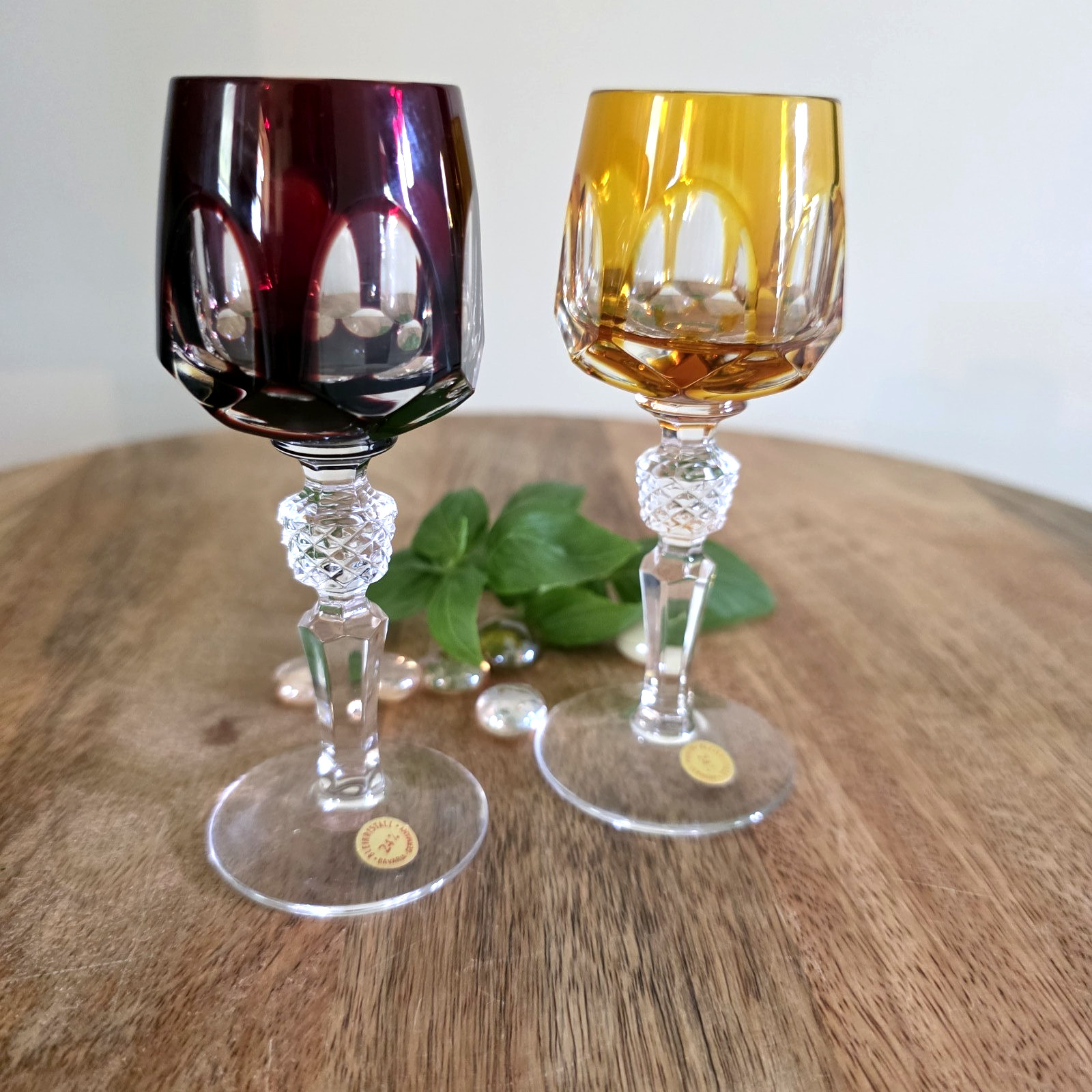 Pair of Vintage Nachtmann Bleikristall Cut Crystal Rare Cordial Glasses 4.75 Pair of Vintage Nachtmann Bleikristall Cut Crystal Rare Cordial Glasses 4.75