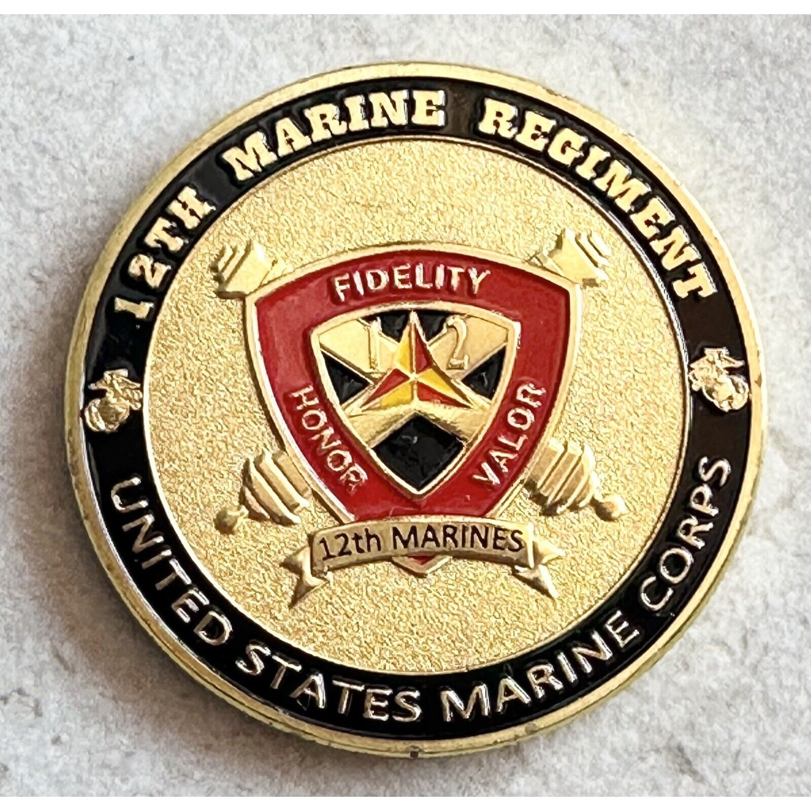 US MARINE CORPS - 12th MARINE REGIMENT Challenge Coin. Fast Shipping
