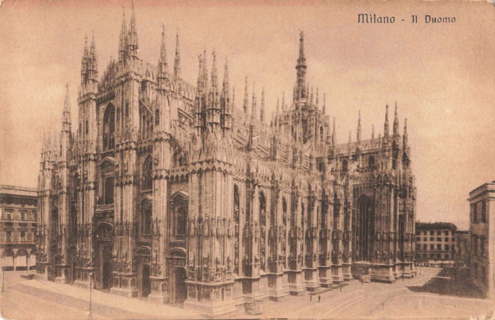 Milan Italy, The Cathedral Facade & Side View, Vintage Postcard