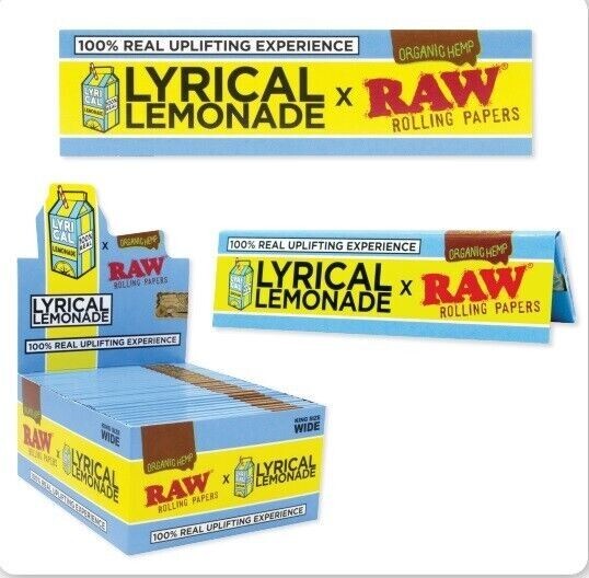 New THREE Packs of LYRICAL LEMONADE X RAW KING SIZE ROLLING PAPERS ORGANIC HEMP New THREE Packs of LYRICAL LEMONADE X RAW KING SIZE ROLLING PAPERS ORGANIC HEMP
