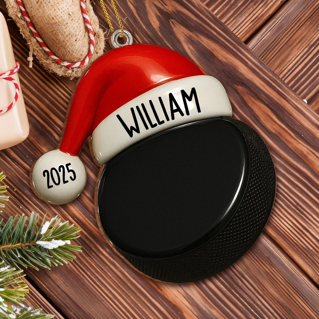 Personalized Hockey Puck Christmas Ornament Ice Hockey Player Coach Ornament