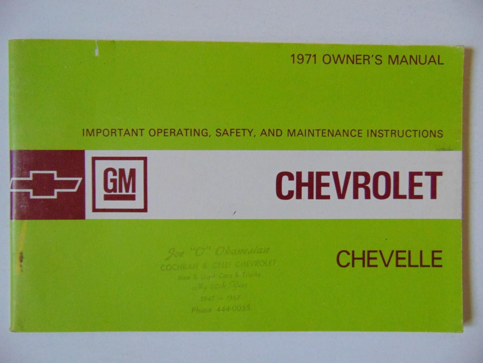 Original 1971 Chevrolet Chevelle Owner\'s Manual