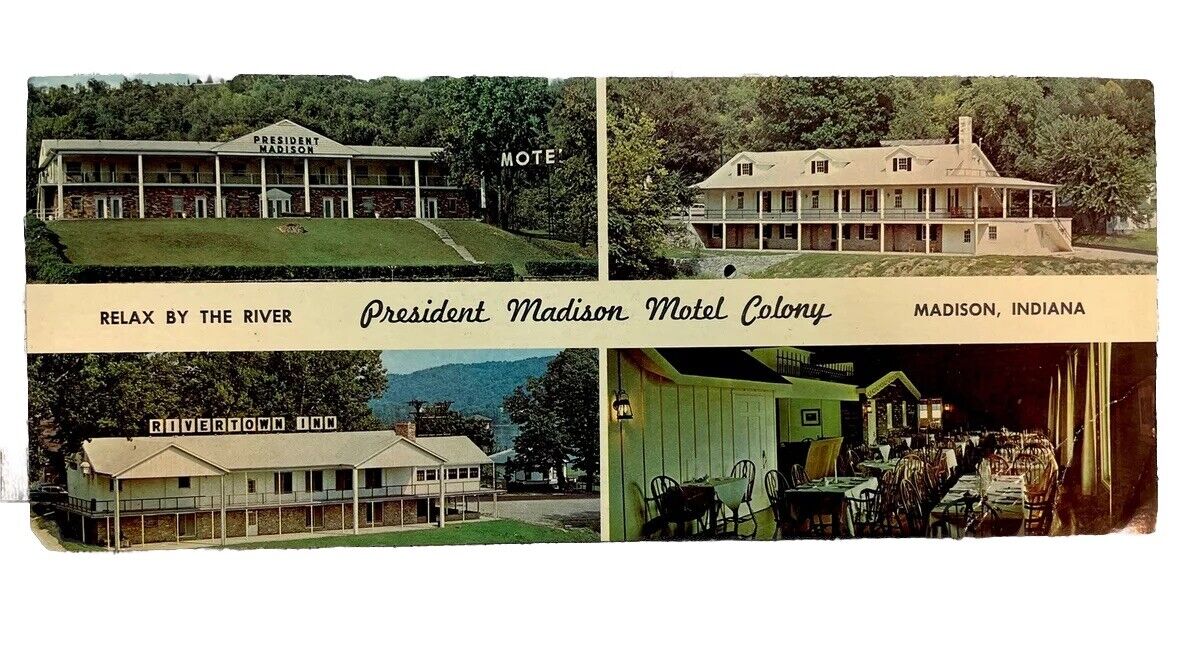 Madison Indiana President Madison Motel Colony On The River Front Postcard