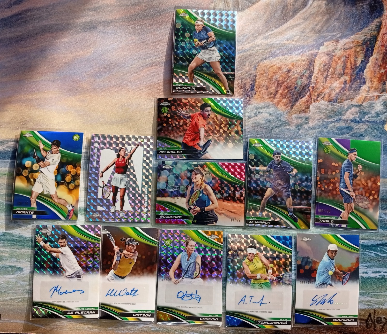 TOPPS Chrome TENNIS 2025 - 12x CARDS Auto ROOKIE from Sealed BOOSTER Delight BOX